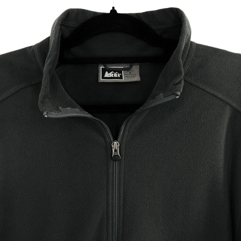 REI Men's Medium Dark Grey Full Zip Fleece Jacket Outdoor Hiking Casual‎ - Picture 7 of 8